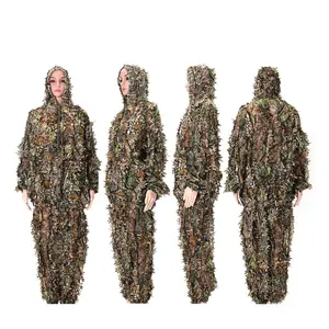 3D Folha Ghillie Suit Camuflagem Sniper Branco Neve Camo Tecido Caça Roupas