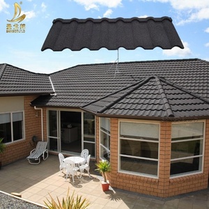 Tuiles de toiture modernes en aluminium revêtues de pierre aspect <span class=keywords><strong>ardoise</strong></span> SANGOBUILD SGB-MILANO, durables, imperméables, fabriquées à la machine pour les maisons - Product Image 1