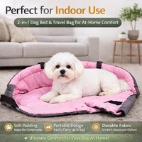 Lit de chien portable pour les voyages et la maison, sac-lit pliable pour animaux de compagnie avec rembourrage doux pour les déplacements et l'intérieur