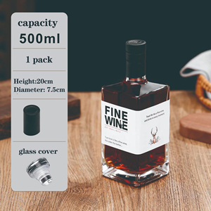 Quảng Trường 400Ml 500Ml 800Ml Rỗng Sáng Tạo Núi Lửa Nút Chai Kín Rượu Chai Cho Vodka Dưới Brandy Rượu Vang Trái Cây Màu Đỏ Rượu Vang - Product Image 6