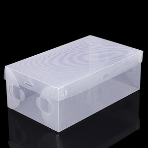 Heavy duty clear folding square transparent plastic sneaker shoe storage box