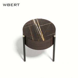 WBERT Nordic Sala de estar Mesa de centro de madera maciza y mármol Redonda Moderna Simple Lujo Hogar Creativo Mesita de noche - Product Image 2