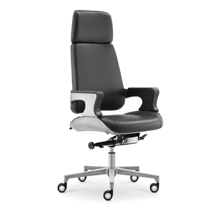 Moderner Leder-Chefsessel Aluminiumlegierungsrahmen Höhenverstellbar Solide Langlebige Struktur Komfortabel für Werkstatt Zuhause Büro - Product Image 1