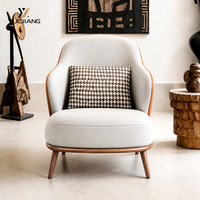 Fauteuil de salon en tissu avec pieds en bois massif de style nordique, fauteuil paresseux, fauteuil Tigre, design moderne et simple, luxe léger, pour salle à manger, extérieur, maison, bureau, salon