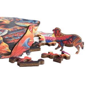 Hamaileon Cerf Érable Rouge DIY Puzzles en Bois <span class=keywords><strong>Jeu</strong></span> Familial Amusant avec Forme Animale Irrégulière Unique - Product Image 2