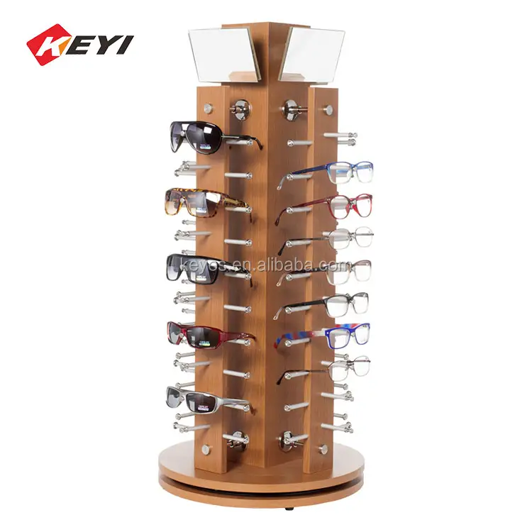 optical counter modern sunglass stand display retail rotating eyewear wood display rack