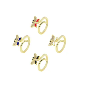 Minimalista lusso impermeabile Bling Cz ridimensionabile geometrica farfalla Knuckle anelli di barretta per le donne ragazze gioielli da festa matrimonio