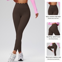 Leggings de yoga OEM ODM pour femmes, coupe ajustée, taille et ourlet festonnés, sans coutures, taille haute, effet push-up