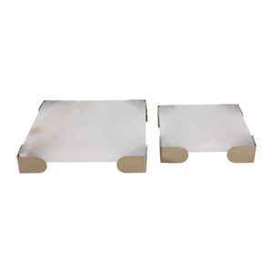 Vassoio Decorativo in Metallo e Pietra per Tavolino da Caffè, Piatto Porta Gioielli Moderno, Porta Oggetti Rustico per Arredamento Casa - Product Image 2