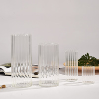 Vase Cylindrique Artistique en Verre Transparent, Décoration Traditionnelle pour la Maison, Centre de Table de Mariage, Vase à Fleurs en Verre