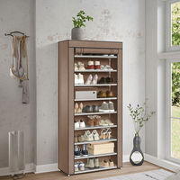 Meuble de rangement à chaussures anti-poussière à 10 niveaux en cèdre, personnalisable en usine, avec housse non-tissée