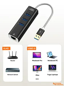 Adaptor Ethernet USB 3.0, adaptor Ethernet RJ45 10/100/1000 Mbps Gigabit USB ke Ethernet