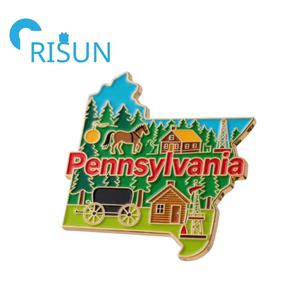 Épingle de souvenir américain personnalisée pour la carte de l'État de Pennsylvanie de la province des États-Unis Épingle de revers en émail pour le drapeau de l'État de la Pennsylvanie Keystone - Product Image 3