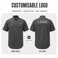 Kemeja Kasual Taktis Musim Panas Kerah Turn Downb Bahan Katun Drill Ringan Lengan Pendek Bernapas Twill Cargo Layanan OEM