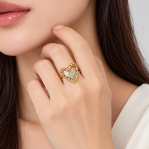 Open Heart <b>Ring</b> Gold 14K Gold Vacuum Plated <b>Stainless</b> <b>Steel</b> - Product Image 5