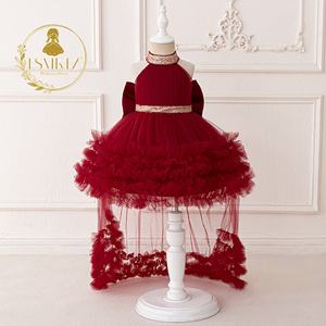 FSMKTZ Lindo Vestido Formal de Flores para Niñas para Cumpleaños Fiesta y Espectáculos Vestido de Princesa de Malla con Cola Desmontable - Product Image 5