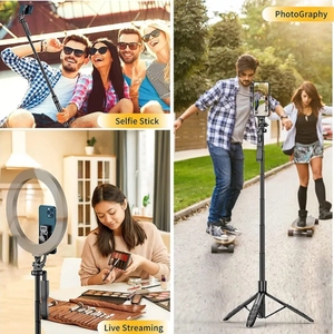 Trépied à <span class=keywords><strong>selfie</strong></span> de bonne qualité, trépied extensible tout-en-un pour téléphone avec télécommande sans fil, rotation à 360° pour <span class=keywords><strong>iPhone</strong></span> - Product Image 6