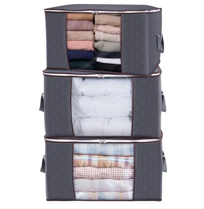 Reusable Large Capacity Clothes non wove Storage Bag for Comforters Blankets Bedding with Sturdy Zipper