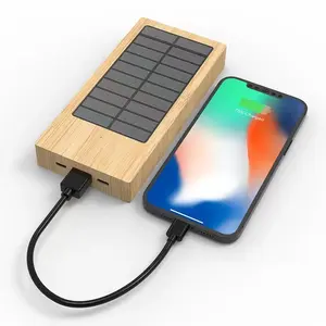 Kreative Holz schnitzerei im Freien tragbare umwelt freundliche Bambus holz Holz LED leuchten Power bank 10000mah Solar Power Bank