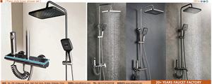 Sistema de Ducha de Lujo para Baño, Montado en la Pared, Inteligente, Blanco Grisáceo, con Pantalla LED Digital, Efecto Lluvia, con Cabezal de Ducha 24JDP1 - Product Image 6