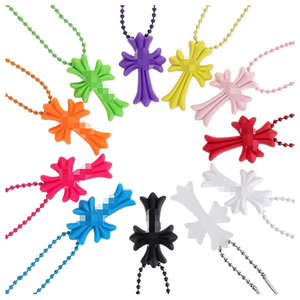 ट्रेंडी रंगीन क्रॉस पेंडेंट हार विंटेज पुरुषों और महिला प्लास्टिक राल फैशन गहने थोक - Product Image 1