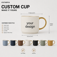 Mug en céramique personnalisé en gros avec bordure et poignée dorées, boîte cadeau, impression de logo OEM ODM, tasse à café pour la maison et le bureau