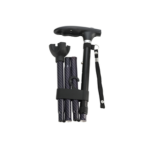 Canne de marche pliable en aluminium avec poignée LED, cordon de poignet, base antidérapante à quatre points, bâton <span class=keywords><strong>portable</strong></span> pour personnes âgées, seniors, handicapés - Product Image 1