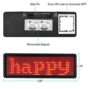 Hot bán app điều khiển nạp tiền từ tên huy hiệu di chuyển văn bản hiển thị LED Pin huy hiệu
