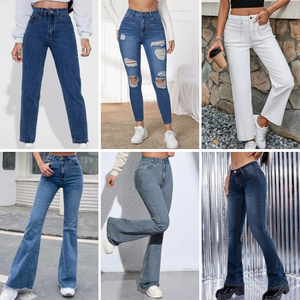 Jeans taille haute pour femmes, couleur unie, délavés et résistants à la décoloration, pantalons pour femmes, vente en gros à bas prix - Product Image 2