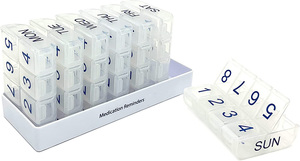 Organizador de medicamentos y vitaminas mensual seguro con 56 ranuras sin BPA - Product Image 2