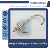 Robinet de cuisine moderne minimaliste en acier inoxydable 304 brossé, à montage sur plan, céramique, eau chaude/froide, sans plomb, pour eau potable directe