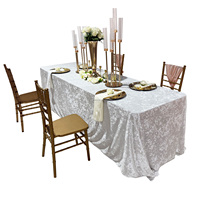 Nappes de table blanches pour banquet, résistantes aux plis, en velours froissé, rectangulaires, pour table à manger, pour mariage, fête