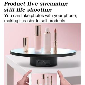 Plateau tournant multifonctionnel de 40 cm, <span class=keywords><strong>miroir</strong></span>, disque rotatif électrique, alimentation par batterie USB, support pour photographie <span class=keywords><strong>et</strong></span> présentation en direct - Product Image 6