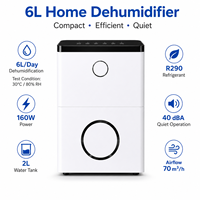 Déshumidificateur d'air domestique intelligent 6L avec panneau de commande numérique et dégivrage automatique pour usage en pièce