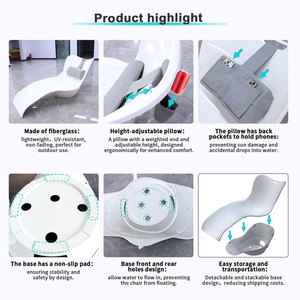 Chaise longue de plage dans l'eau chaises longues de piscine chaise d'extérieur s wave portable chaise longue de piscine en fibre de verre - Product Image 6