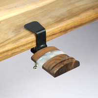 Maison Naturelle Support universel pour écouteurs en bois de noyer noir et résine Cintre pour casque d'écoute sous le bureau Support pour casque de rangement