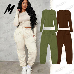 Custom New Herbst Winter Lounge wear Sport Trainings anzug 2-teiliges Set Active wear Casual Coords Jogging Set Outfits für Frauen - Product Image 6