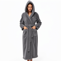 Robes pour femmes Peignoir à capuche en polaire de luxe Peluche Long Spa Robe Femme élégante
