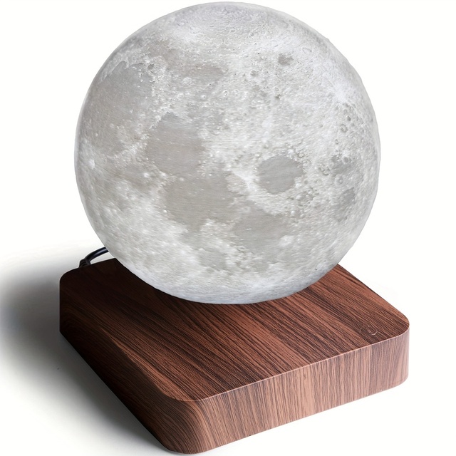 3D Printed Levitating Moon Table Lamp Magnetic Floating Bedside Night Light Touch Control LED Lighting Battery Power 3 Lighting