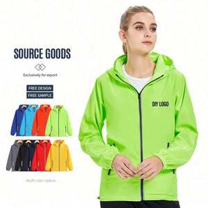 Vestes coupe-vent publicitaires personnalisées professionnelles en polyester pour hommes avec capuche - Product Image 4