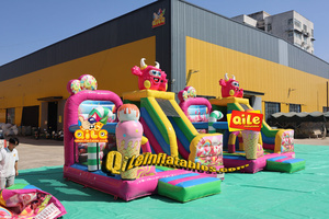 Expédition rapide depuis l'entrepôt européen - Combo toboggan gonflable sur le thème de l'entreprise Pink Monster - Product Image 2