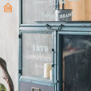 מזנון אמריקאי בסגנון מזנון עם אחסון mdf זכוכית הזזה דלתות סלון גבוה ארון מטבח ארון מתכת - Product Image 4