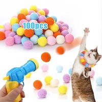 Jouets interactifs pour chatons : Jouet d'entraînement créatif avec mini pistolet lanceur et balles en peluche extensibles – Fournitures pour animaux de compagnie