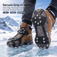 Crampons à glace portables à 10 dents, anti-dérapants pour couvre-chaussures, avec crampons en acier inoxydable, coussinets de traction, chauffage entièrement automatique pour la randonnée