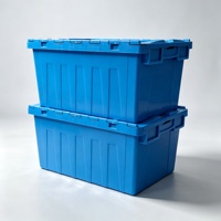 Bac de stockage empilable en plastique, caisse logistique en plastique avec couvercle attaché, conteneur emboîtable à vide pour réduire les frais de transport et de retour