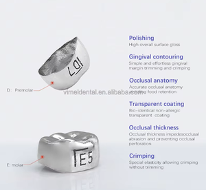 Implant <span class=keywords><strong>dentaire</strong></span> pédiatrique en acier inoxydable couronnes pour enfants restauration de dents ébréchées puissance électrique matériau métallique-<span class=keywords><strong>molaire</strong></span> primaire - Product Image 4