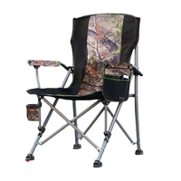 Chaise de camping d'extérieur pliable en métal avec accoudoirs rembourrés et porte-gobelet pour patio, plage et voyage