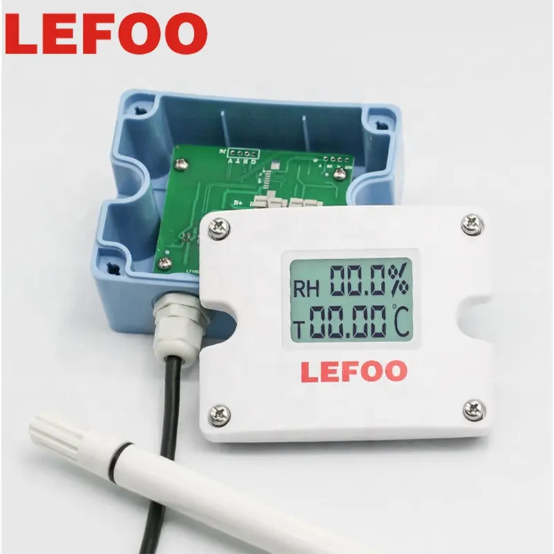 LEFOO ducted प्रकार डिजिटल modbus तापमान और आर्द्रता सेंसर एलसीडी प्रदर्शन 4-20ma तापमान आर्द्रता ट्रांसमीटर