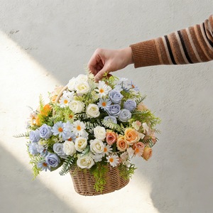 Bouquet de fleurs artificielles CallaFloral blanc, rose, bleu, rose, marguerite, décoration de mariage, cadeau artisanal, style Instagram transfrontalier - Product Image 1