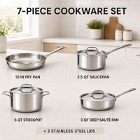 Ensemble d'ustensiles de cuisine en acier inoxydable : casseroles, poêles, faitouts, poêle à frire, compatible induction